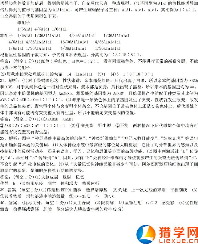 2016年全國(guó)高考一模理綜試題及答案（新課標(biāo)II卷）
