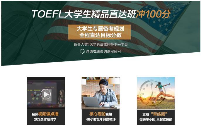 托福TOEFL大学生精品直达班（冲100分）