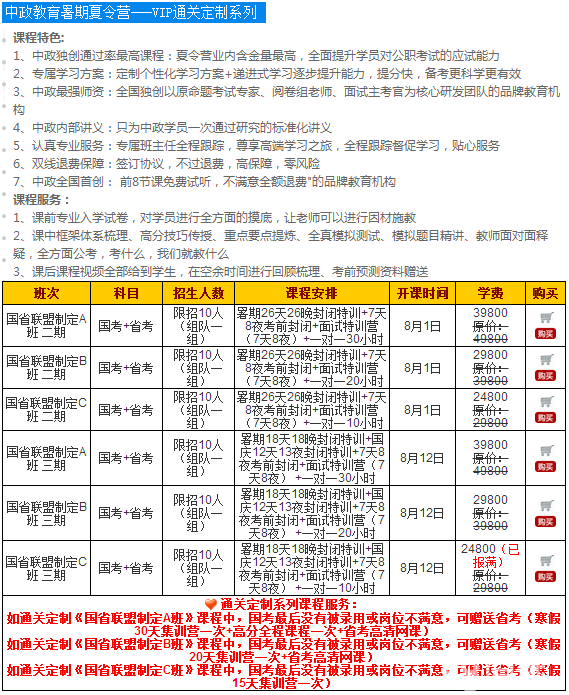 2016年國考暑期筆試專項班輔導課程