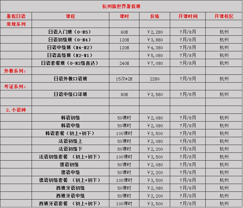 杭州暑假班開(kāi)始招生啦